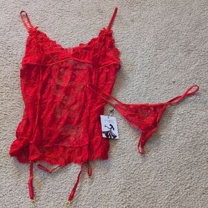 New With Tags Lacy Holiday Intimate Wear Set